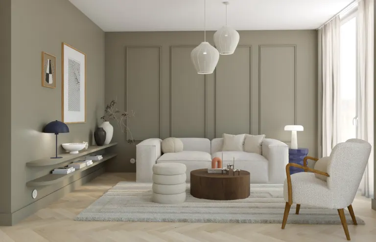 Von der Einrichtungsberatung Westwing Studio individuell eingerichtetes Wohnzimmer mit trendigem Sofa